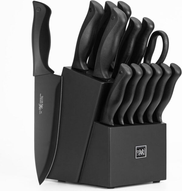 Knife Set, HUNTER.DUAL 15 Pcs Kitchen Knife Set with Block Self Sharpening