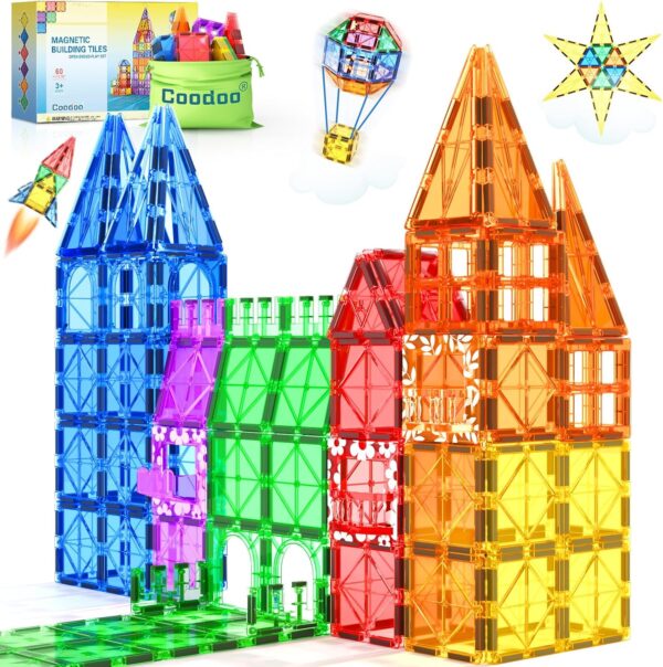 60 PCS Magnetic Building Tiles Kids Toys