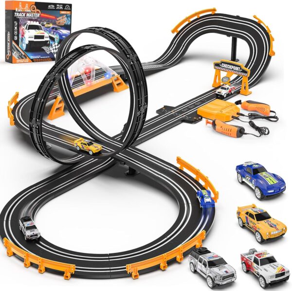 Slot Car Race Track Sets with 4 Slot Cars