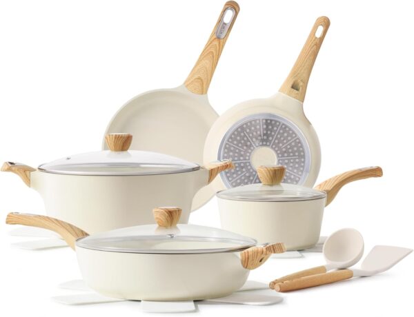 SENSARTE Ceramic Cookware Sets, Pots and Pans Set Nonstick, 14-Piece Induction Cookware