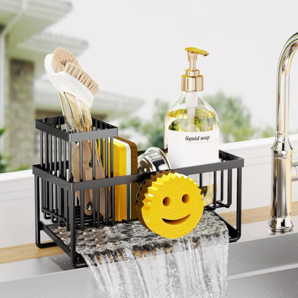 28% savings! Limited time Deal, Sponge Holder for Kitchen Sink,Smiley Face Sink Caddy with Removable Brush