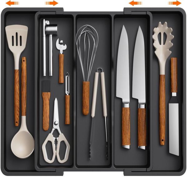 24% savings! Limited time Deal, Lifewit Utensil Organizer for Kitchen Drawers, Expandable Cooking Utensil Tray