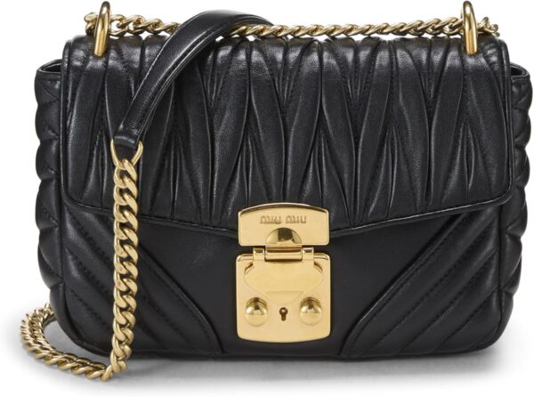 Miu Miu Pre-Loved Black Nappa Shoulder Bag, Black