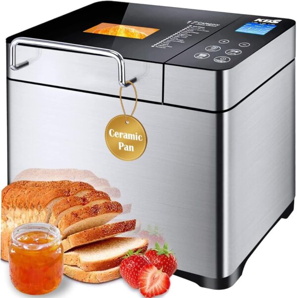 15% savings! Limited time Deal, KBS Pro Stainless Steel Bread Machine, 2LB 17-in-1 Programmable XL Bread Maker