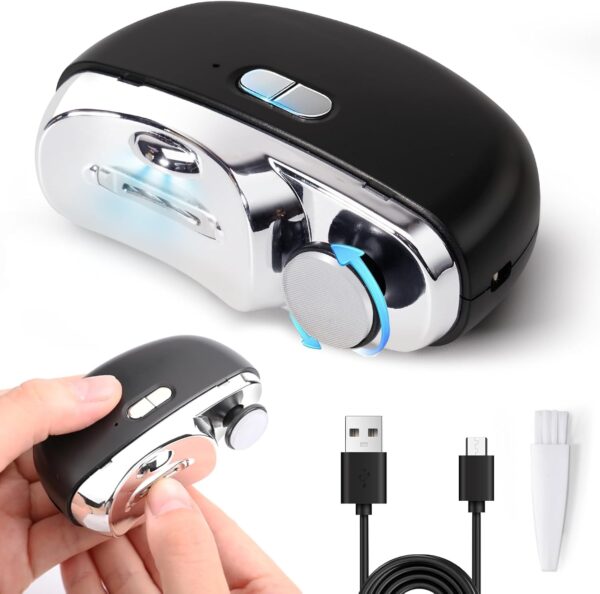 Electric Nail Clipper - 3 in 1 Fingernail Trimmer, Polisher & Clip Storage with LED Light