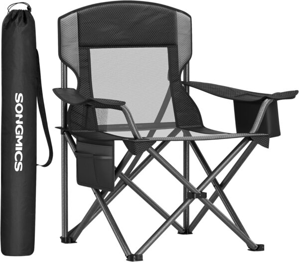 Camping Chair, Outdoor Folding Chair, Adjustable Armrests with Cup Holder