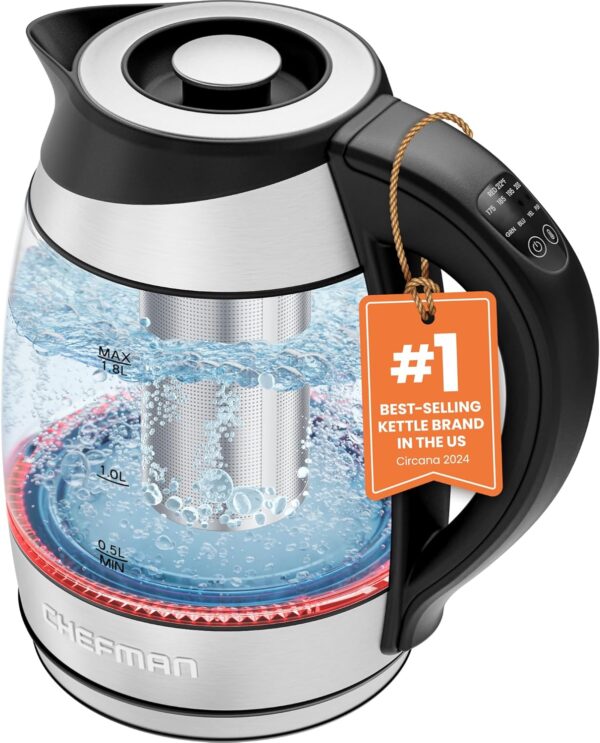 14% savings! Limited time Deal, Chefman Electric Kettle with Temperature Control, 5 Presets LED Indicator Lights