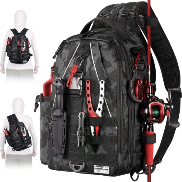 Ghosthorn Fishing Backpack with Rod Holder - Tackle Sling Bag