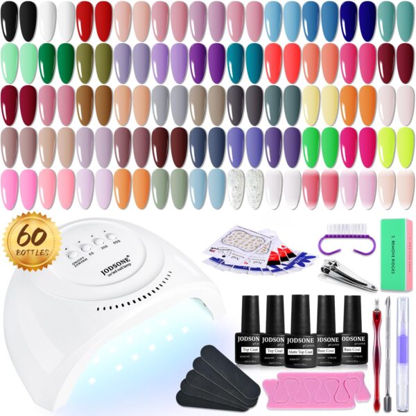 15% savings! Limited time Deal, JODSONE Gel Nail Polish Kit 60 PCS with U V Light Soak off