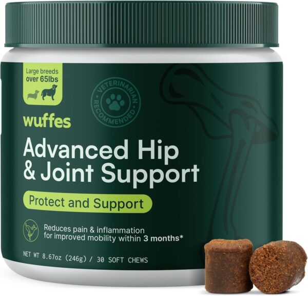 Wuffes Advanced Dog Hip and Joint Supplement with Glucosamine, Chondroitin, Omega 3,