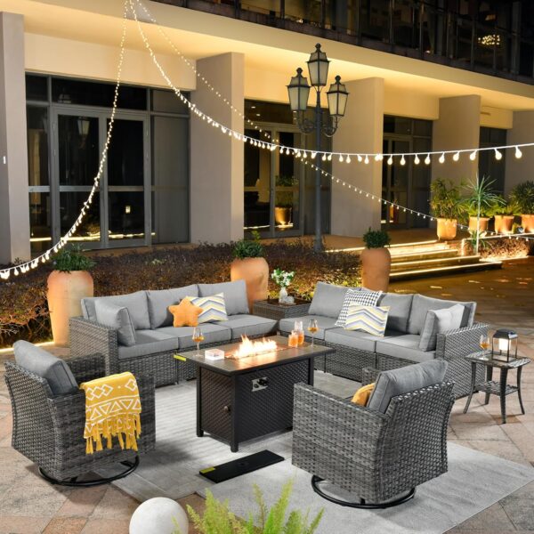 15% savings! Limited time Deal, ovios 11 Piece Outdoor Patio Furniture Set with Fire Pit